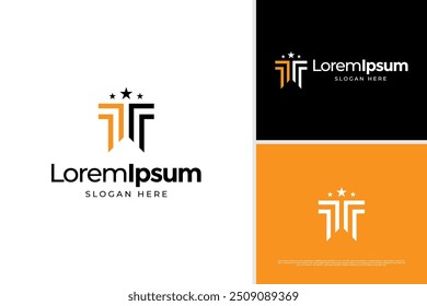 Abstract letter T line badge logo design template