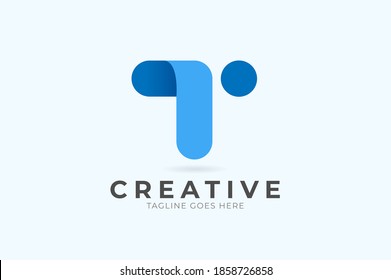 Abstract Letter T Logo Blue Geometric Stock Vector (Royalty Free ...