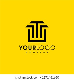 Abstract letter T logo design template. Line creative sign. Universal vector icon. - Vector