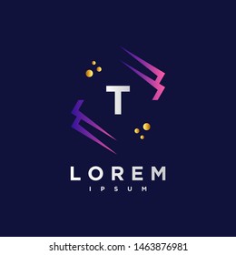 Abstract letter T logo design template. purple and blue Color. creative sign. Universal vector icon.