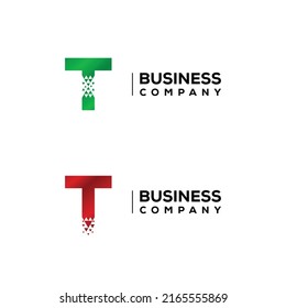 Diseño del logotipo de la letra abstracta T con flecha de triángulos avanzando para la compañía de logística financiera