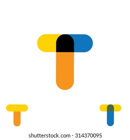 abstract letter T logo design vector template and colorful creative character icon sign
