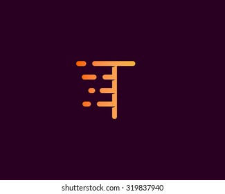 Abstract letter T logo design template.  Dynamic vector unusual line font. Universal fast speed fire moving water quick energy drop icon symbol mark.