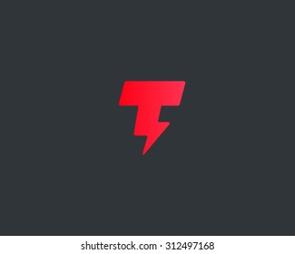 Abstract letter T logo. Dynamic unusual font. Universal fast speed fire moving quick energy icon. Flash vector logotype. Rapid thunderbolt  superhero t shirt print, apparel fashion tee symbol. 