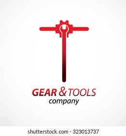 Abstract letter T logo Gear and wrench industrial service logo template icon vector design,Corporate logotype for production or service and maintenance business. Network computers application