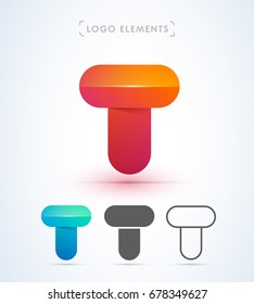Abstract letter T logo icon. Material design style. Color bright gradient