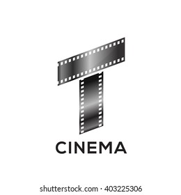 Abstract letter T logo for negative videotape film production