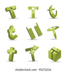 Abstract Letter T Logo Symbol Icon Set EPS 8 vector, grouped for easy editing. No open shapes or paths.