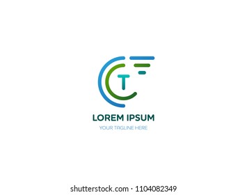 Abstract letter T logo vector design. Icon technology and circle speed concept template.