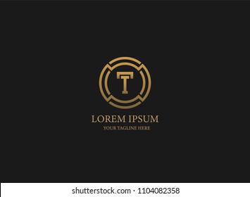 Abstract letter T logo vector design. Icon circle luxury concept template