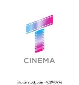 Abstract letter T logo for videotape film production