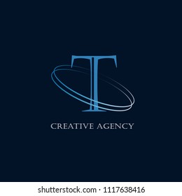 Abstract letter T logotype. Modern logo idea sign. Universal emblem vector icon. Vintage can be used for office, agency, brand, business card, restaurant, boutique, hotel. Vector illustration.
