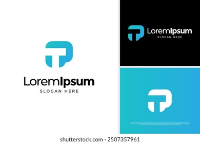 Abstract letter T and R negative space logo design template