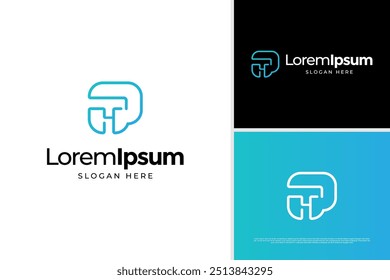 Plantilla de diseño de logotipo de espacio negativo de letra Abstractas T y R