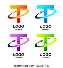 Abstract letter T round ring shape business logo design template.circle ring logo,gold impossible font,symbol,alphabet,corporate identity symbol concept
