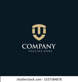Abstract letter T shield logo design template