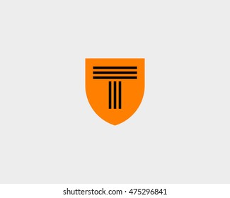 Abstract letter T shield logo design template. 
