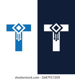 Letra Abstractas T Tecnología Logo Diseño Vector de stock.