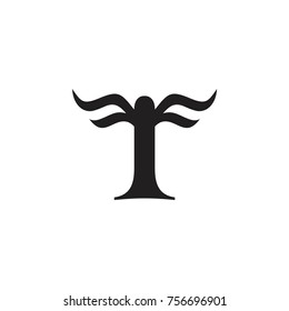 abstract letter t tree shape symbol logo vector