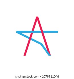 abstract letter ta star lines logo vector