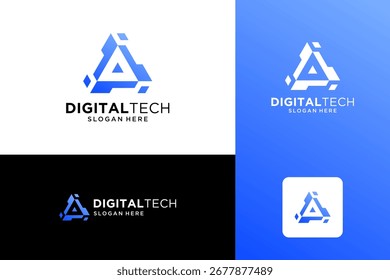 Letra Abstractas Una Plantilla de diseño de logotipo tecnológico.