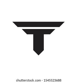 abstract letter tf simple geometric clear logo vector