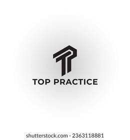 Abstract letter TP logo. This logo icon creatively incorporates with abstract shape in black color isolated on a white background. Letter TP in black color applied for Mechanical and electrical design