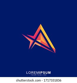 Letra abstracta con logotipo Triángulo Premium