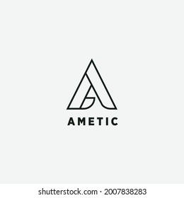 Letra abstracta A Plantilla de diseño de logotipo de forma triangular
