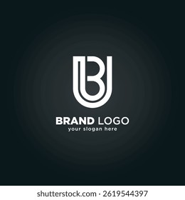 Abstract Letter U and B Monogram Logo with Black Background.