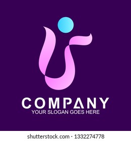 abstract letter U combination with human shape, family care vector, creative people logo icon