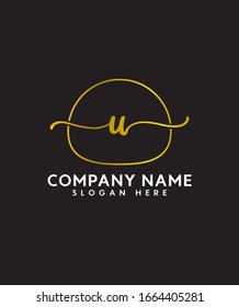 Letra abstracta U Monograma de belleza inicial y diseño elegante de logotipo, logo de escritura a mano con firma inicial con diseño de plantilla creativa