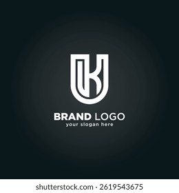 Abstract Letter U and K Monogram Logo with Black Background.