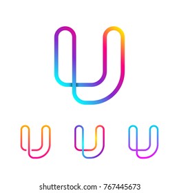 Abstract Letter U Line Monogram Colorful loops logotype, Circle shape, swirl spiral infinity logo symbol, Technology and digital connection