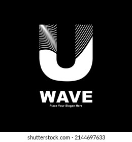 Abstrakter Buchstabe U Linie Wellen Vektor Logo Design. Geeignet für Geschäftskunden, Poster, Karten, Wellensymbol und Erstausstattung