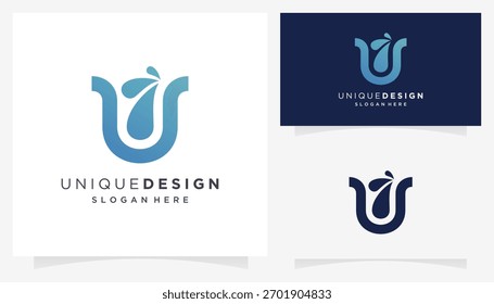 Letra abstrata U com ideias de design de logotipo de splash líquido. Modelo de ícone baseado em Creative Vetor.	
