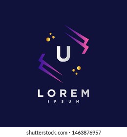 Abstract letter U logo design template. purple and blue Color. creative sign. Universal vector icon.