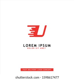 Abstract letter U logo design template isolated on white background. Universal fast speed fire moving water quick energy drop icon.