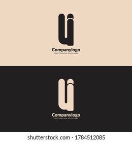 Abstract letter U + I logo design. Minimalistic logo design. Creative logo. Beautiful and simple element.