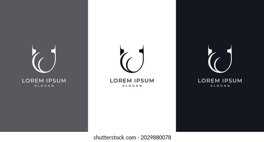 Abstract letter U logo design, luxury style letter logo, text U icon design