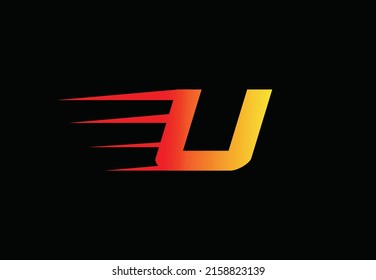 Abstract letter U logo design template. Universal fast speed fire- flame color logo