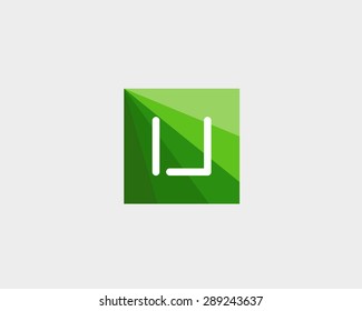 Abstract letter U logo design template. Colorful green leaf global eco vector icon. Modern colorful square symbol