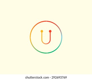 Abstract letter U logo design template. Colorful lined creative sign. Universal vector icon.