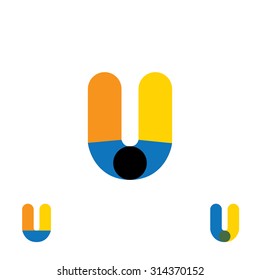 abstract letter U logo design vector template and colorful creative character icon sign