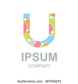 Abstract letter U logo design template,Business,Colorful creative sign,vector icon,lines letters