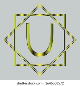 Letra abstracta diseño del logo U.Icono vector universal elegante. Logotipo de oro para empresas de primera calidad.
