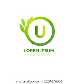 Abstract letter U logo vector design. Icon eco green and circle concept template.