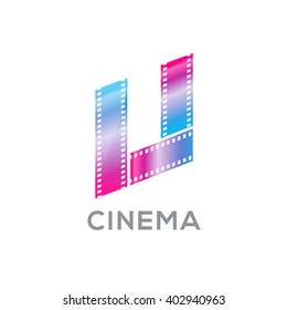 Abstract letter U logo for videotape film production