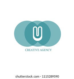 Abstract letter U logotype. Modern logo idea sign. Universal emblem vector icon.Vintage can be used for book design, brand, business cards, restaurant, boutique, hotel. Vector illustration.
