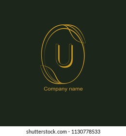 Abstract letter U logotype.Monogram design elements, graceful template. Business sign, identity for Restaurant, Royalty, Cafe, Hotel, Jewelry. Vector illustration.